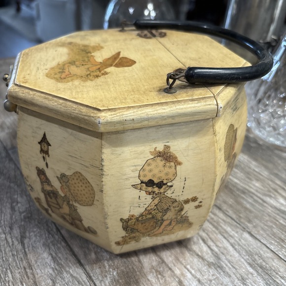 Judith Prothrombin Octagonal Hand Bag Purse Vintage 60s Art Deco Wood Whimsical - Picture 1 of 2